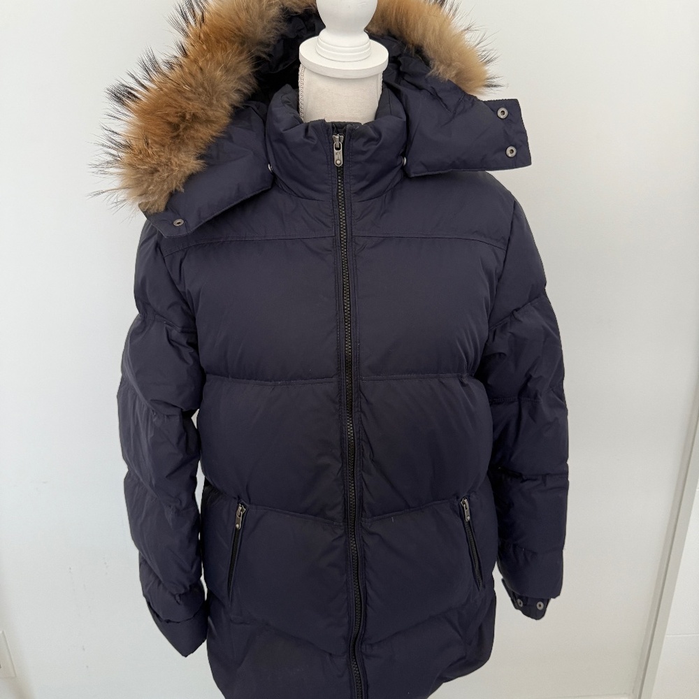 Eddie Pen Piuma Navy Blue Mid Length Ski Jacket Winter Sportswear Puffer